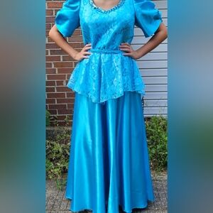 Vintage 1980's Teal Prom Dress